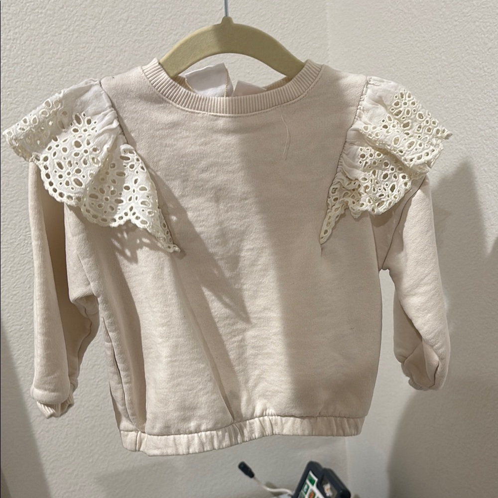 Zara Cream Ruffle Sleeve Kids Top